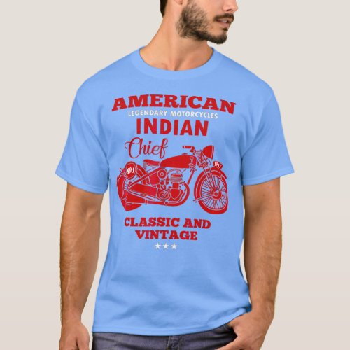 Vintage American Motorcycle Indian old bikers T_Shirt