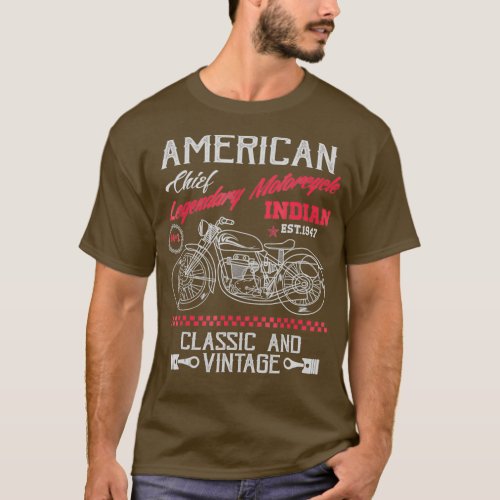 Vintage American Motorcycle Indian old bikers T_Shirt