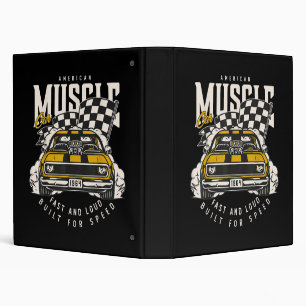 Vintage American Muscle Car Racing Flag 3 Ring Binder