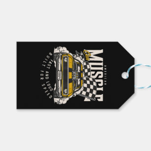 Vintage American Muscle Car Racing Flag Gift Tags
