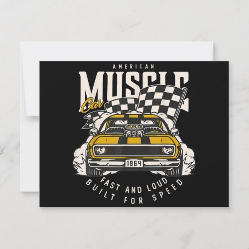 Vintage American Muscle Car Racing Flag Save The Date
