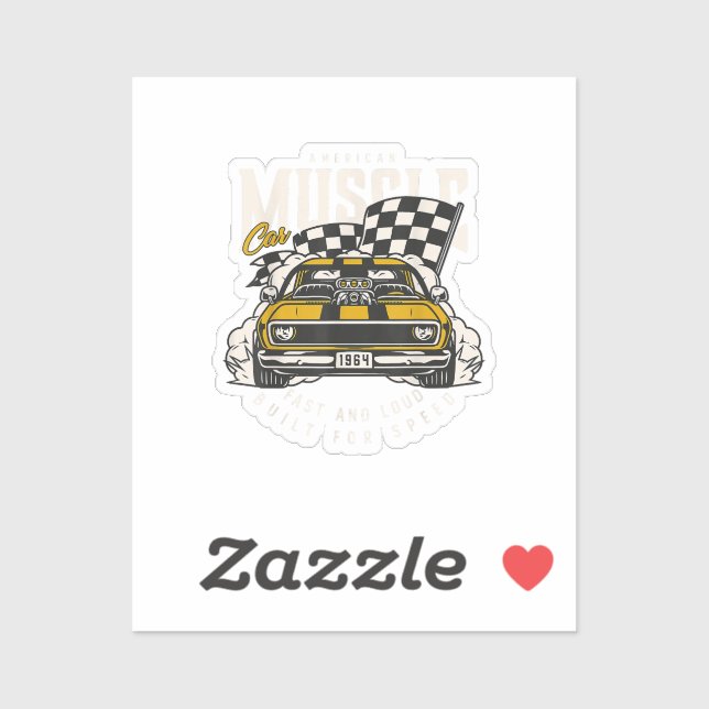 Vintage American Muscle Car Racing Flag Sticker (Sheet)