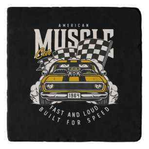 Vintage American Muscle Car Racing Flag  Trivet