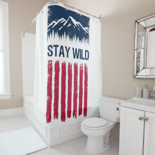 Vintage American Outdoor Hiking Camping National Shower Curtain
