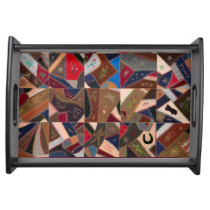 Vintage American Patchwork Quilt Colorful Stylish Serving Tray