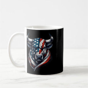 Vintage American Patriot Bull Cow 4th Of July Amer Coffee Mug