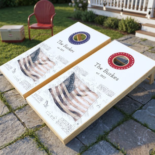 Vintage American Patriotic Flag Name Cornhole Set