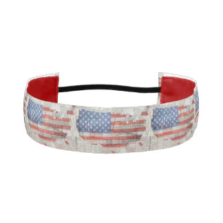 Vintage American Patriotic Map Flag On Wall Athletic Headband
