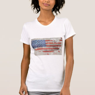 Vintage American Patriotic Map Flag On Wall T-Shirt