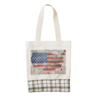 Vintage American Patriotic Map Flag On Wall Zazzle HEART Tote Bag