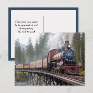 Vintage American Patriotic Train on a Trestle Postcard