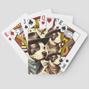 Vintage American Pit Bull Terrier Illustration Poker Cards