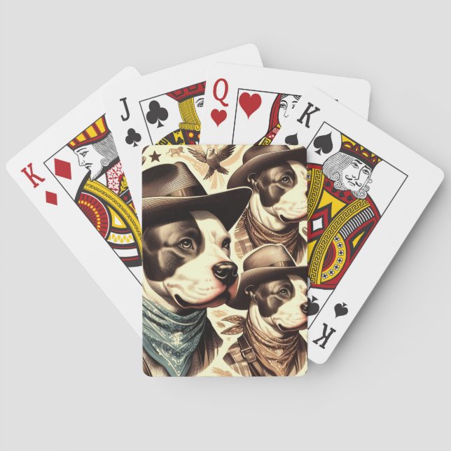 Vintage American Pit Bull Terrier Illustration Poker Cards (Back)