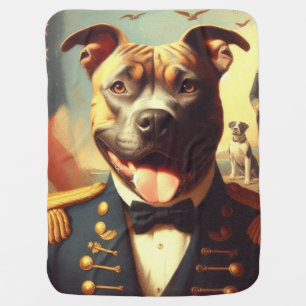 Vintage American Pit Bull Terrier Painting Baby Blanket