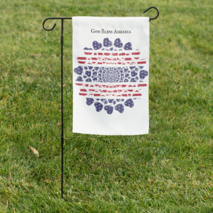 Vintage American Psychedelic Patriotic Hearts Garden Flag