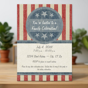 Vintage American Shield Stars Stripes Invitation