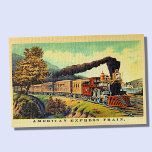 Vintage American Steam Train Engine Locomotives  J Jigsaw Puzzle<br><div class="desc">American Express Steam Train - Famous Lithograph from 1864 - - See my store for lots more great Train Gifts.</div>