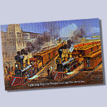 Vintage American Steam Train Engine Locomotives  Jigsaw Puzzle<br><div class="desc">Lightning Express Steam Trains Leaving The Junction - Famous Lithograph from 1874 - - See my store for lots more great Train Gifts.</div>
