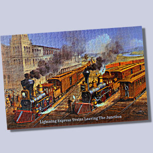 Vintage American Steam Train Engine Locomotives  Jigsaw Puzzle