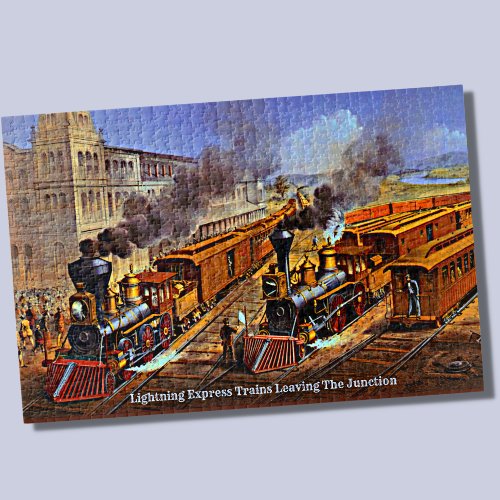 Vintage American Steam Train Engine Locomotives  Jigsaw Puzzle