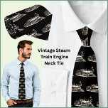 Vintage American Steam Train Locomotive on Black Neck Tie<br><div class="desc">Any Steam Train Fan or Railroad Modeller will love this one. See in store for lots more Steam and Diesel Train Gifts.</div>