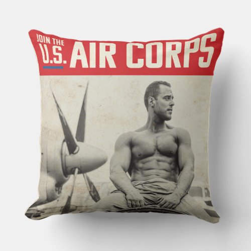 Vintage American US Air Corps  Recruitment Throw Pillow