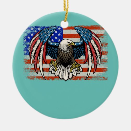 Vintage American USA Flag 4th Of July Patriotic Ceramic Ornament