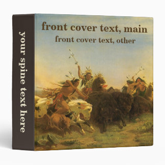 Vintage American West Art, Buffalo Hunt by Wimar 3 Ring Binder