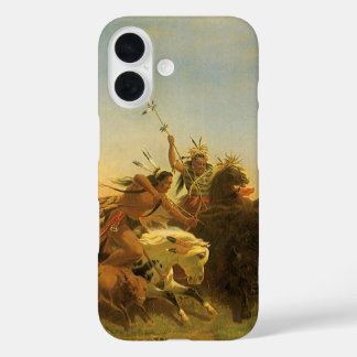 Vintage American West Art, Buffalo Hunt by Wimar iPhone 16 Case