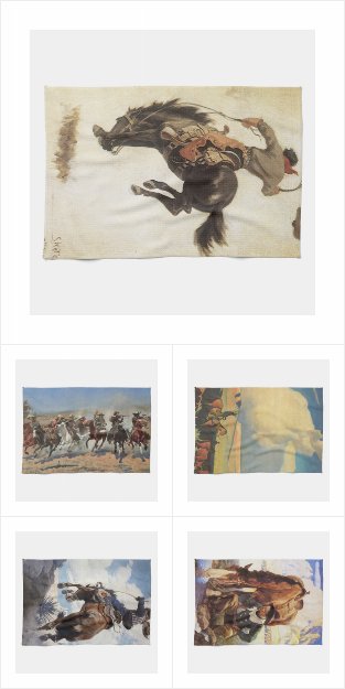 Vintage American West Fine Art on Kitchen Towels