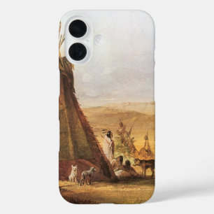 Vintage American West, Teepees on Plain by Bodmer iPhone 16 Case