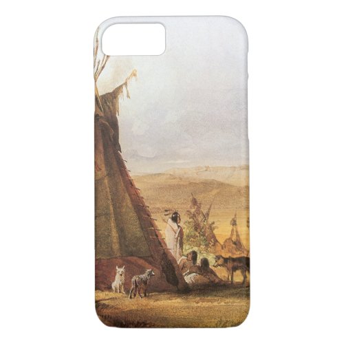 Vintage American West Teepees on Plain by Bodmer iPhone 87 Case