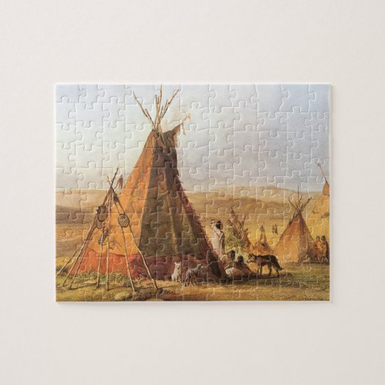 Vintage American West, Teepees on Plain by Bodmer Jigsaw Puzzle ...