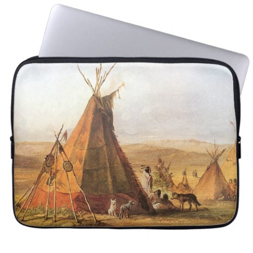 Vintage American West Teepees on Plain by Bodmer Laptop Sleeve