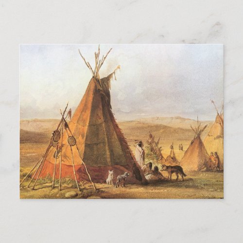 Vintage American West Teepees on Plain by Bodmer Postcard