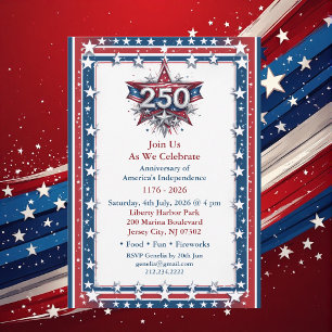 Vintage Americana 250 Anniversary Stars & Stripes Invitation