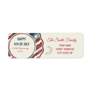 Vintage Americana 4th of July Patriotic Badge  Label