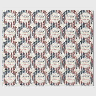 Vintage Americana 4th of July Patriotic Badge Wrapping Paper