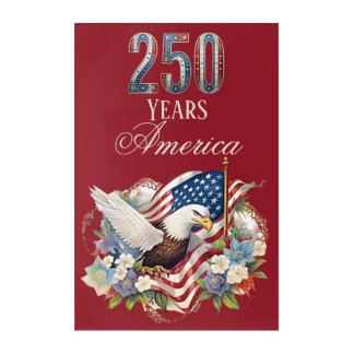 Vintage Americana Bald Eagle 250 Years of Freedom Acrylic Print