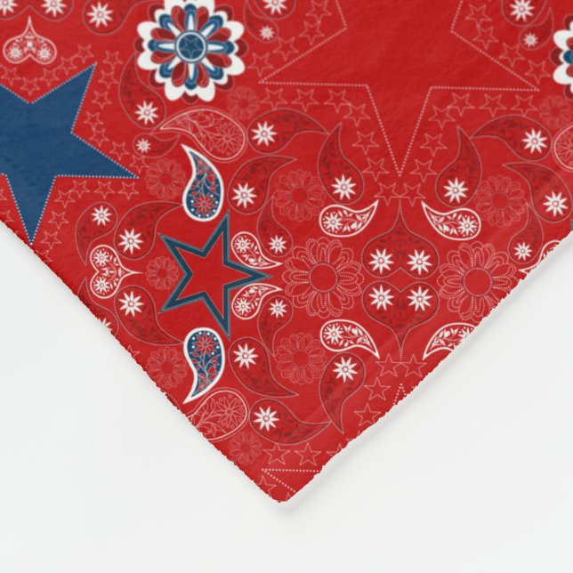 Vintage Americana Bandana Print Fleece Blanket (Corner)