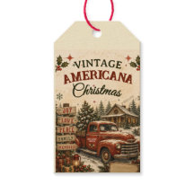 Vintage Americana Christmas Red Truck Holiday Card