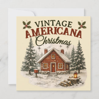 Vintage Americana Christmas Rustic Cabin Holiday Card