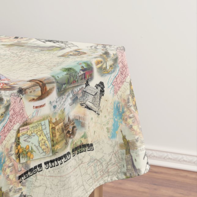 Vintage Americana Collage Tablecloth (In Situ)