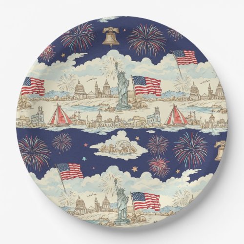 Vintage Americana Fireworks Scenic (1) Paper Plates