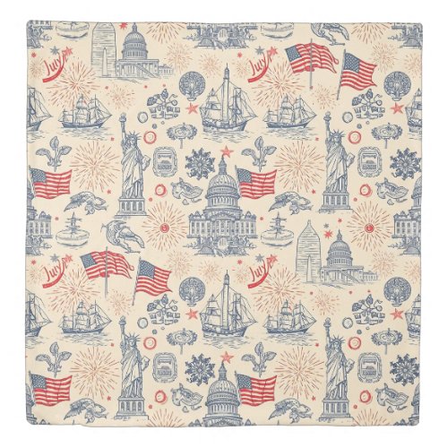 Vintage Americana Fireworks Scenic (3) Duvet Cover