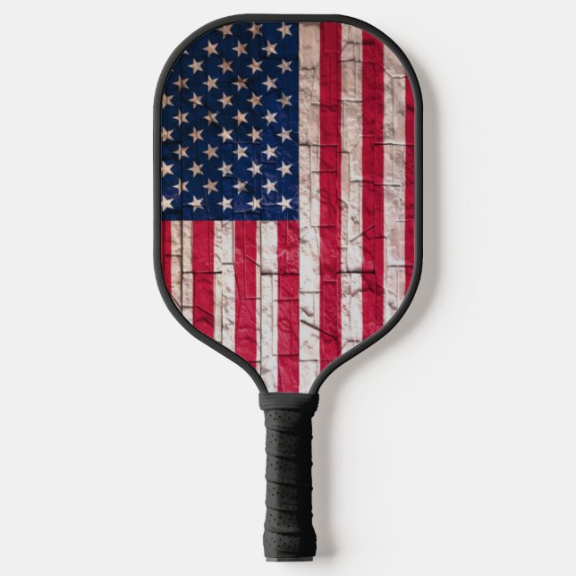 Vintage Americana Flag Pickleball Paddle (Front)