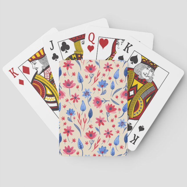 Vintage Americana Floral Poker Cards (Back)