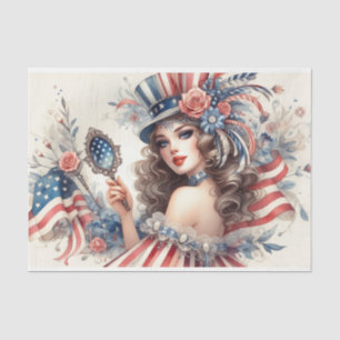 Vintage Americana Girl Tissue Decopauge Paper