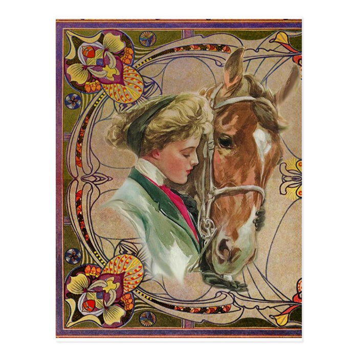 VINTAGE AMERICANA HORSEMANSHIP Postcard