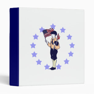 Vintage Americana July 4 Flag and Fireworks 3 Ring Binder